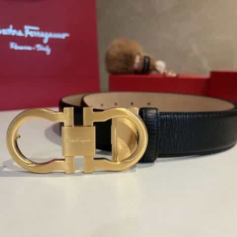 Ferragamo 菲拉格慕   精致8字金属夹扣，金属扣平面拉丝腰带3.5cm
