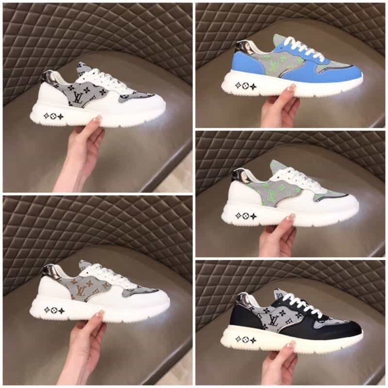 LV/路易威登   头层牛皮拼接立体刺绣logo牛仔布新品男士高端休闲运动鞋