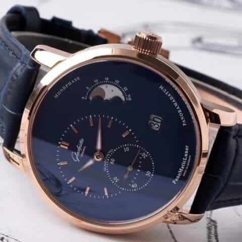 格拉苏蒂原创90偏心大日历月相腕表