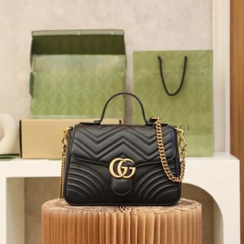 GUCCI 𝐆𝐆 𝐌𝐚𝐫𝐦𝐨𝐧𝐭邮差包 498110黑色