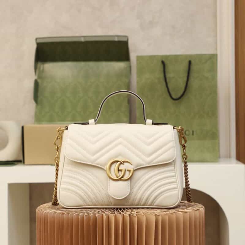 GUCCI 𝐆𝐆 𝐌𝐚𝐫𝐦𝐨𝐧𝐭邮差包 498110白色