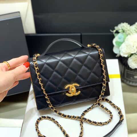 CHANEL 土豪金大金砖口盖包 AS2796
