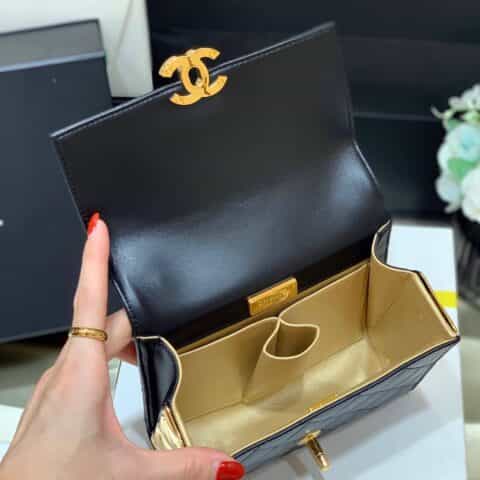 CHANEL 土豪金大金砖口盖包 AS2796