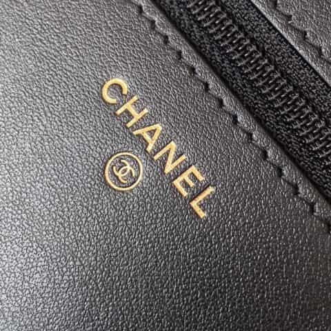 CHANEL 2021SS新款珍珠链条woc发财包 黑色香槟金扣