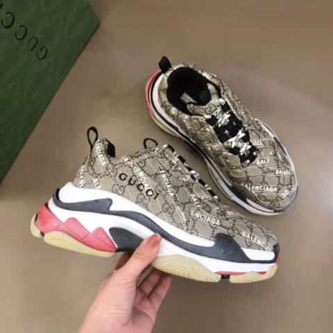 gucci古驰   X Balenciag•*联名限量款，The Hacker Project系列Triple S情侣厚底运动休闲老爹鞋