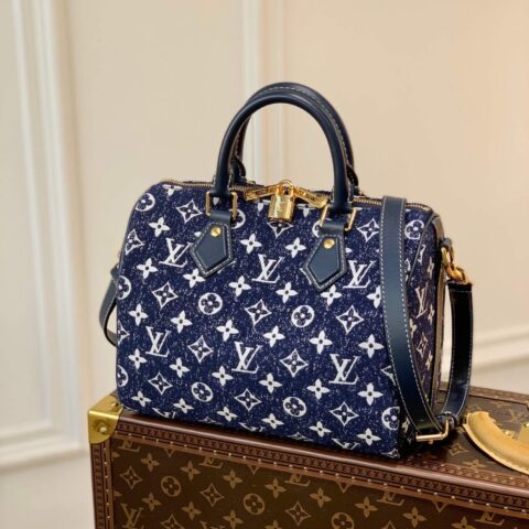 Louis Vuitton LV Speedy 25 丹宁蓝色牛仔布手提包 M59609