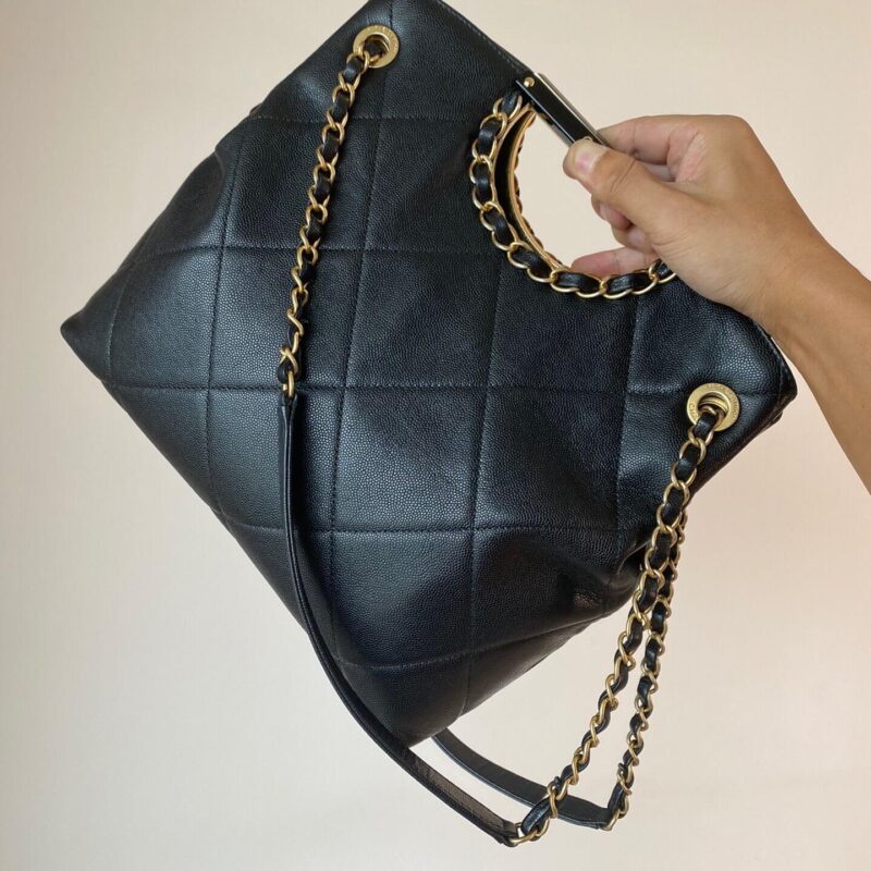 CHANEL 原厂Haas细鱼子酱经典妈咪购物袋 AS1469黑色