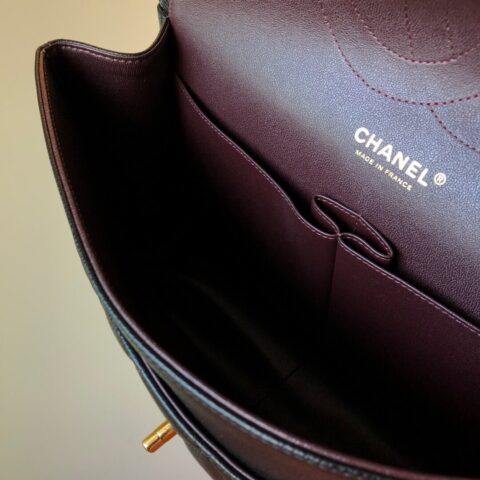 CHANEL Haas原厂胎牛粗鱼子酱Classic flap bag CF30 A58600黑色金扣