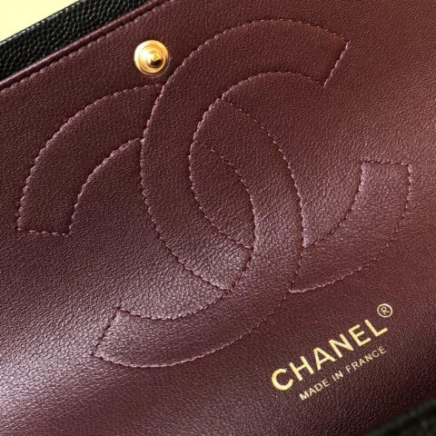 CHANEL Haas原厂胎牛细鱼子酱Classic flap bag CF30 A58600黑色金扣