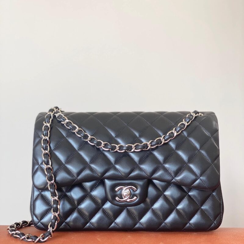 CHANEL 原厂bodin joyeux羔羊皮Classic flap bag CF30 A58600黑色银扣