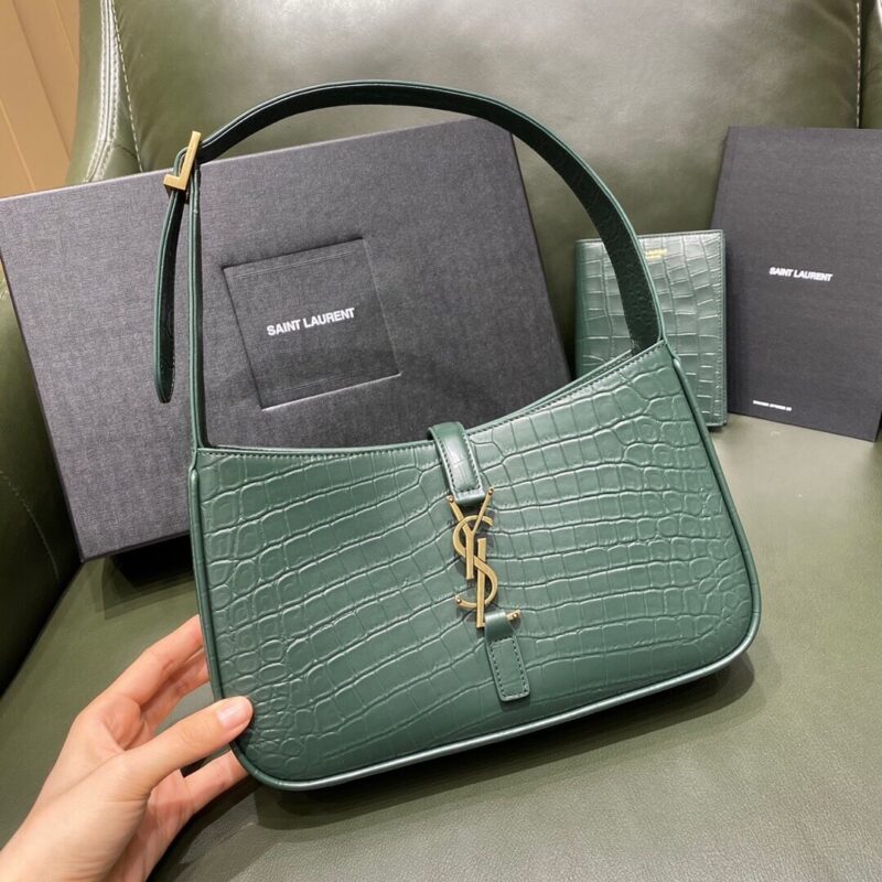 Saint laurent Ysl LE 5 À 7 鳄鱼纹腋下包 657228绿色