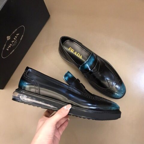 PRADA/普拉达  进口开边珠头层牛皮P家原单级男士气垫休闲鞋
