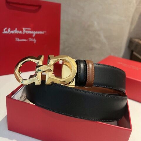 Ferragamo 菲拉格慕   精致8字菱形金属扣男士质感腰带