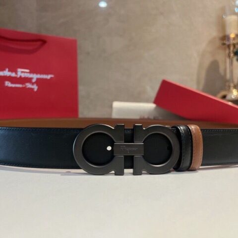 Ferragamo菲拉格慕   皮质五金件工艺男士3,5cm腰带