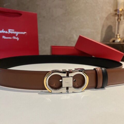 Salvatore  Ferragamo   菲拉格慕金属扣双色设计男士腰带3,5cm