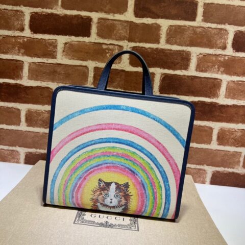 GUCCI古驰儿童猫咪印花托特包605614