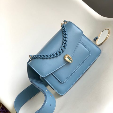 BVLGARI宝格丽蓝色小羊皮斜挎包61879290763