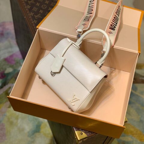 Louis Vuitton LV Cluny Mini Epi 皮革手提包 M58928石英白色