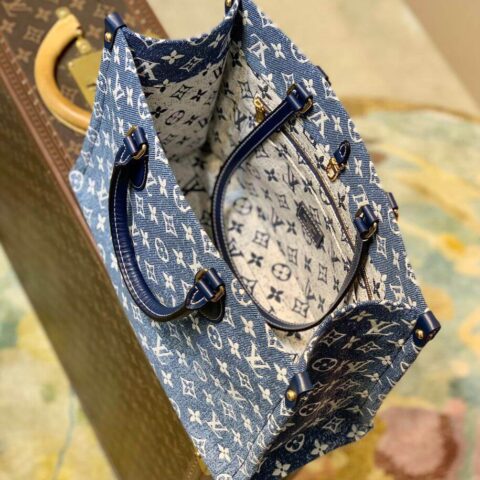 Louis Vuitton LV Onthego 丹宁系列牛仔蓝中号托特包 M59608