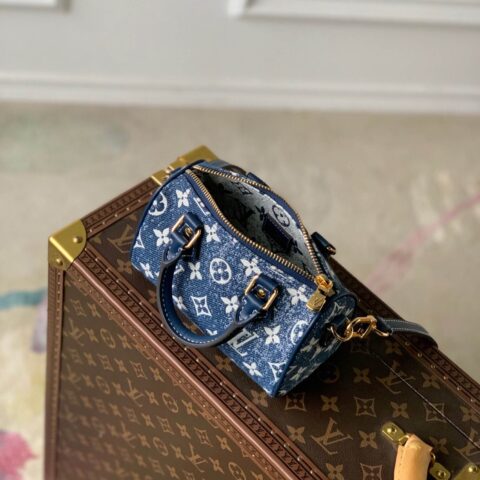 Louis Vuitton LV Nano Speedy 丹宁蓝色牛仔布枕头包 M81168
