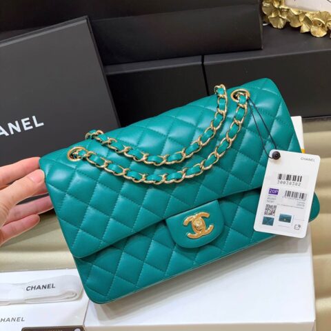 Chanel香奈儿 CF25 Classic flap bag A01112宝石绿牛皮金扣