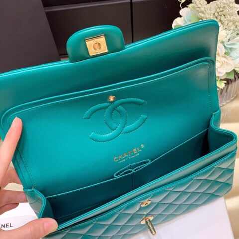 Chanel香奈儿 CF25 Classic flap bag A01112宝石绿牛皮金扣