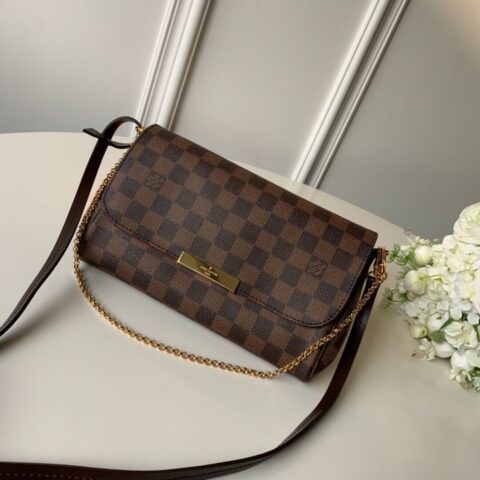 Louis Vuitton LV Favorite MM 棋盘格纹鍊条小肩背包 N41129