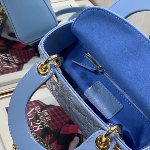 Lady Dior Mini  🍡17cm 三格漆皮戴妃包 M0505菊蓝