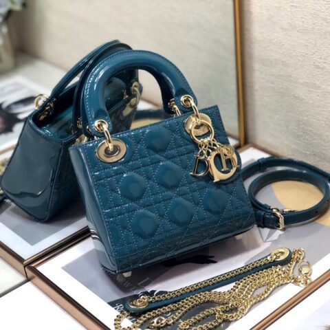 Lady Dior Mini  🍡17cm 三格漆皮戴妃包 M0505深海蓝