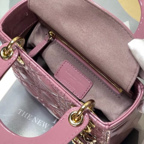Lady Dior Mini  🍡17cm 三格漆皮戴妃包 M0505紫粉