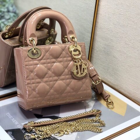 Lady Dior Mini  🍡17cm 三格漆皮戴妃包 M0505裸粉