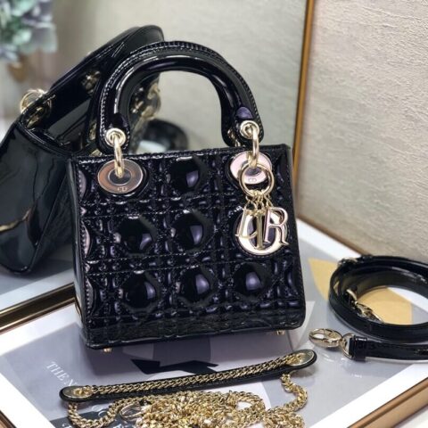 Lady Dior Mini  🍡17cm 三格漆皮戴妃包 M0505黑色