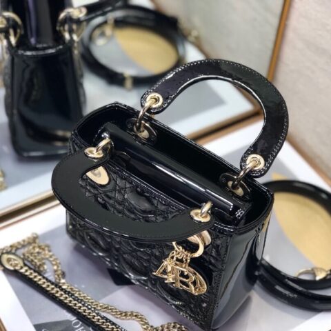 Lady Dior Mini  🍡17cm 三格漆皮戴妃包 M0505黑色