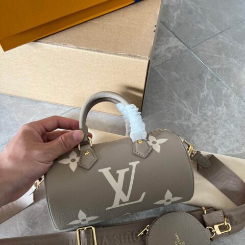 Louis Vuitton LV Papillon BB 斜挎圆形桶包 M46031大象灰