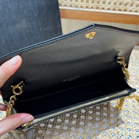 Saint laurent Ysl woc小号信封包 393953黑色金扣