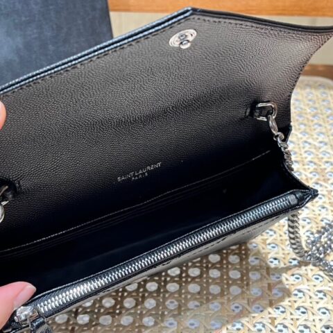 Saint laurent Ysl woc19小号信封包 393953黑色银扣