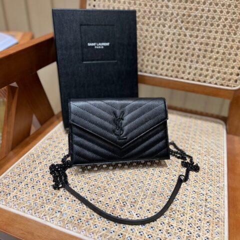 Saint laurent Ysl woc19小号信封包 393953黑色黑扣