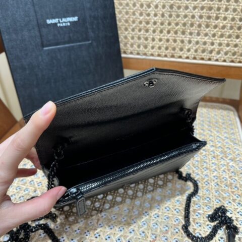 Saint laurent Ysl woc19小号信封包 393953黑色黑扣