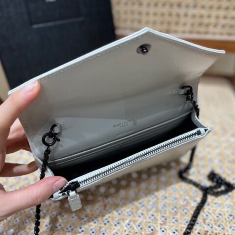 Saint laurent Ysl woc19小号信封包 393953白色黑扣