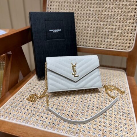 Saint laurent Ysl woc19小号信封包 393953白色金扣