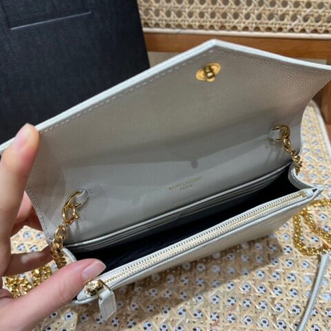 Saint laurent Ysl woc19小号信封包 393953白色金扣