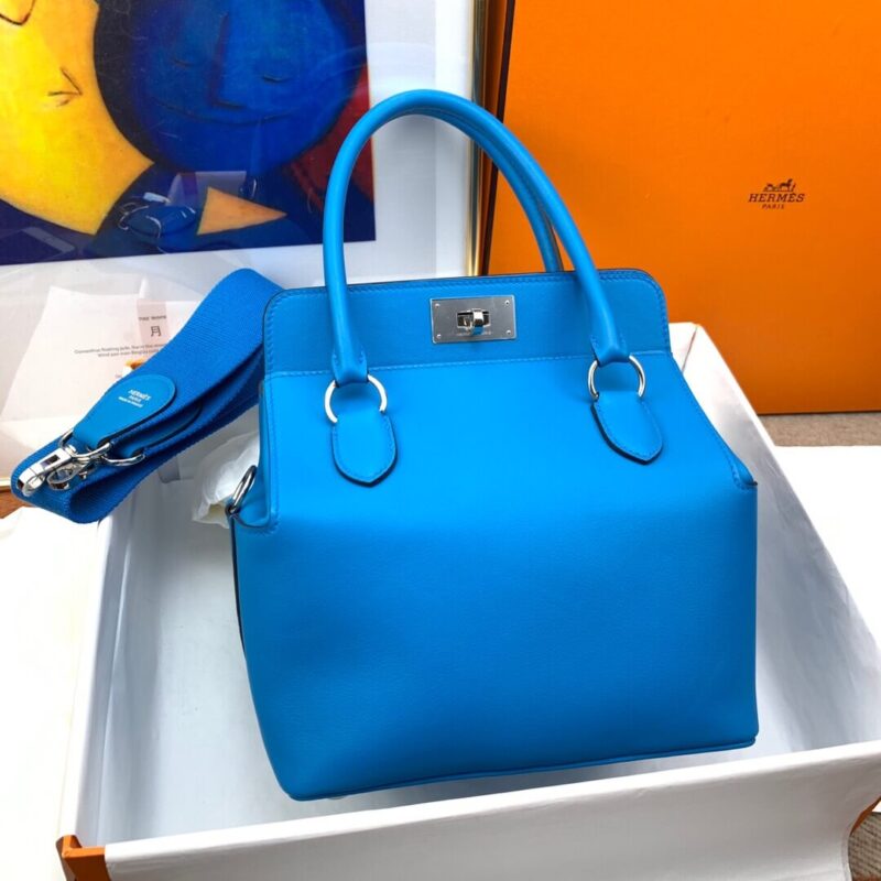 Hermes爱马仕Toolbox 20 evercolor皮 B3坦桑尼亚蓝 蜜蜡线手缝