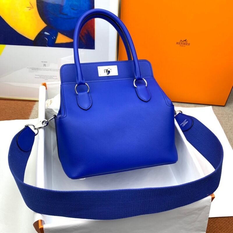 Hermes爱马仕Toolbox 20 evercolor皮 7T电光蓝 蜜蜡线手缝