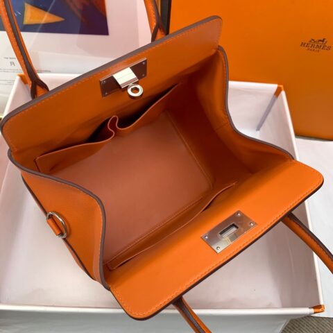 Hermes爱马仕Toolbox 20 evercolor 橙色 银扣 蜜蜡线手缝
