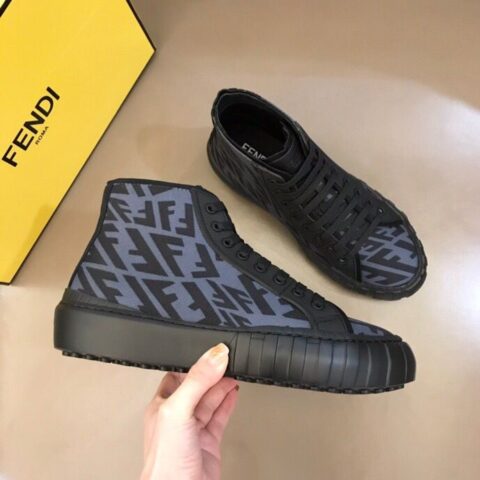 FENDI芬迪   F D 高端精品男士高帮系带运动鞋