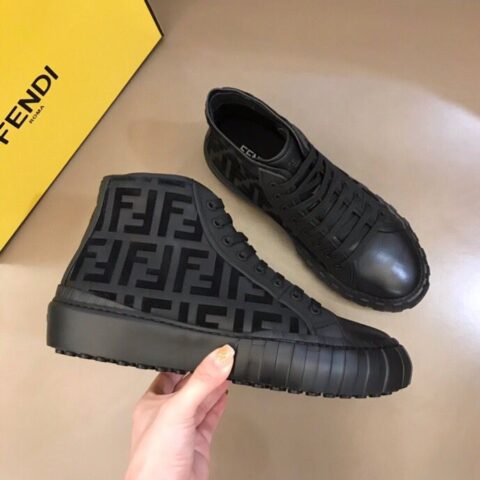 FENDI芬迪   F D 高端精品男士高帮系带运动鞋