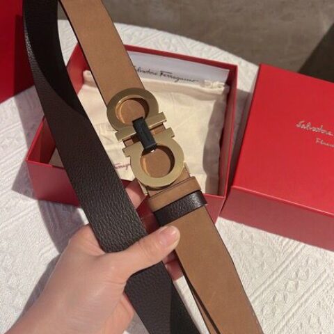 Ferragamo 菲拉格慕   精致8字金属扣男士质感腰带3.5cm