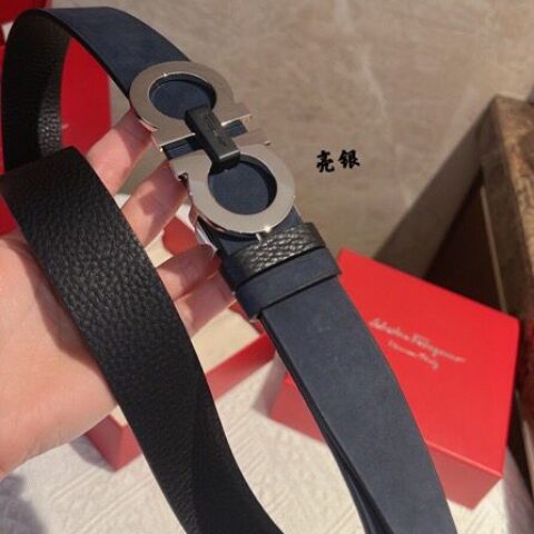 Ferragamo 菲拉格慕   精致8字金属扣男士质感腰带3.5cm