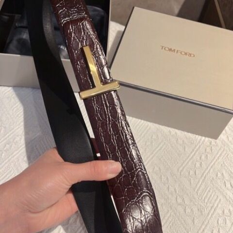 TOMFORD汤姆福特男士T字搭扣双面腰带4.0cm