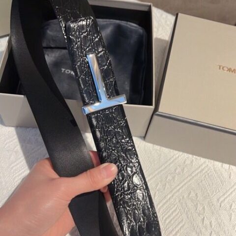 TOMFORD汤姆福特男士T字搭扣双面腰带4.0cm